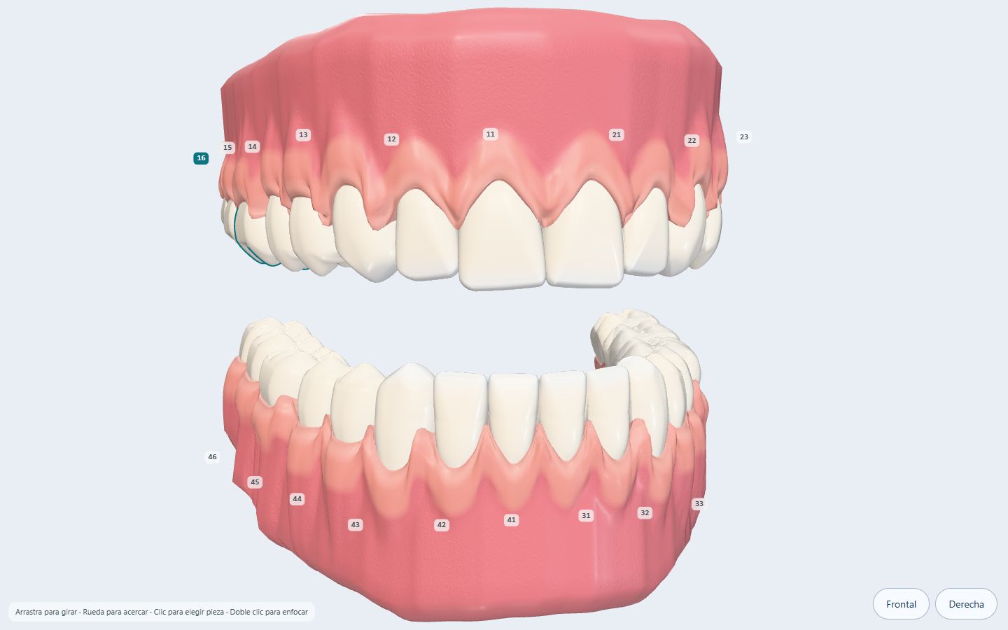 Gestión dental — Periodontograma original · vista 3D