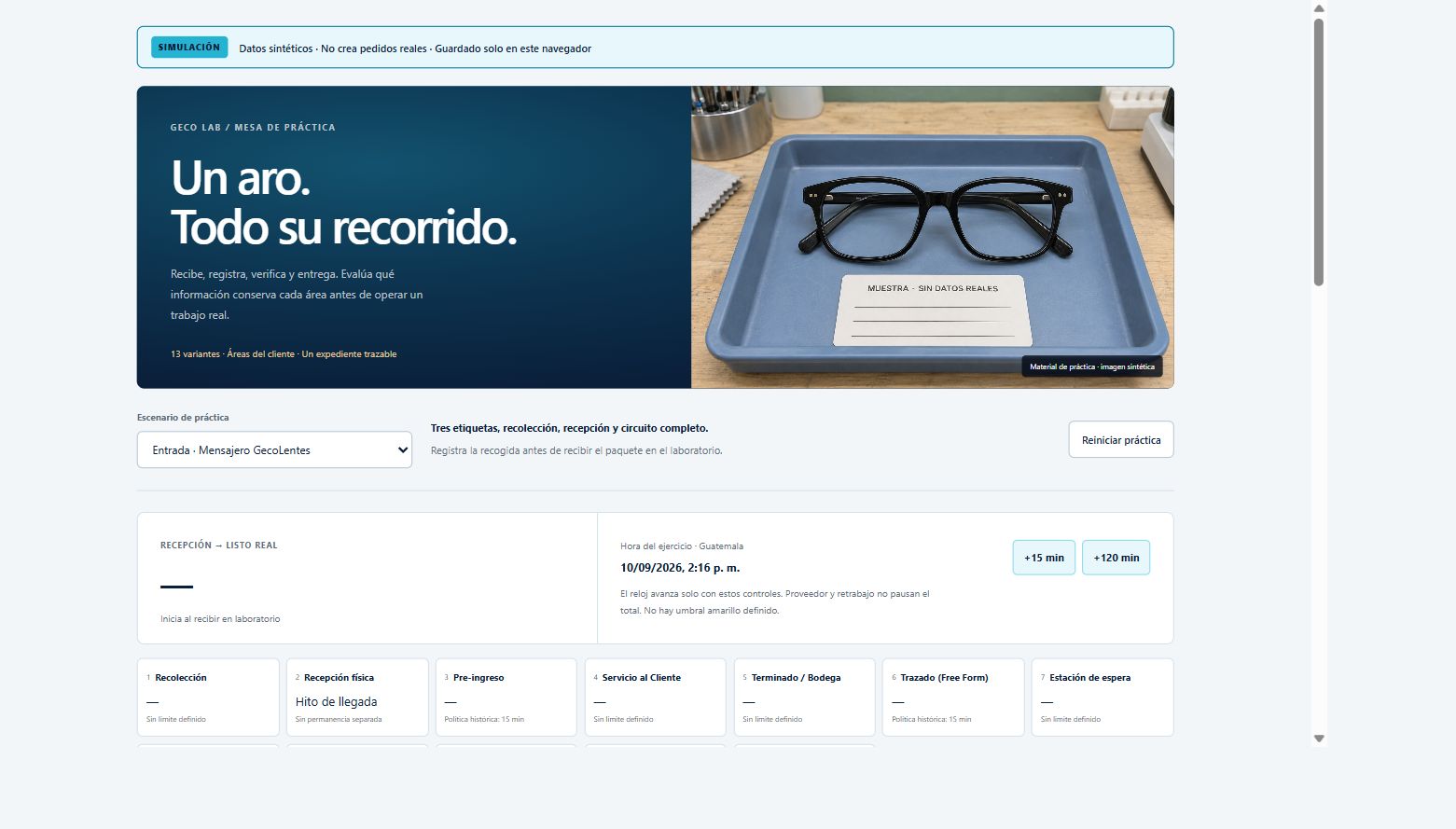 Operación óptica — Interfaz real · demostración