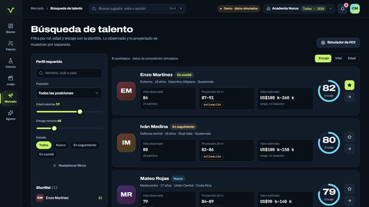 Sport Vital — Prototipo · búsqueda de talento